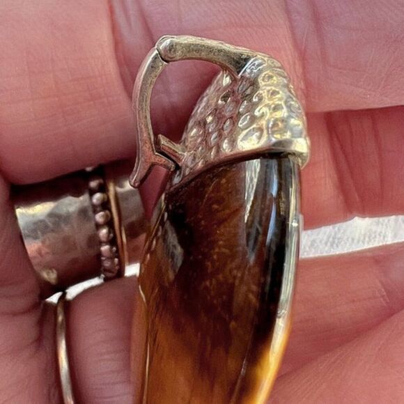 Vintage Whitney Kelly Large Golden Tiger Eye & Sterling Pendant - Picture 3 of 14